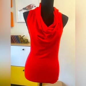 Banana Republic fire red cowl neck sleeveless knit blouse; size S